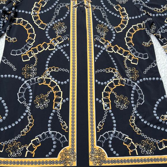 JM Collection Black Gold Chain Print Tunic Medium - Picture 6 of 11